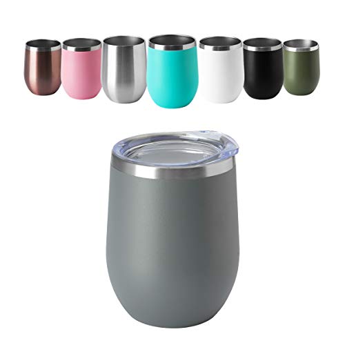6 Pack Grey 12oz Wine Tumbler Set - Wine, Coffee, Cocktails, Beer