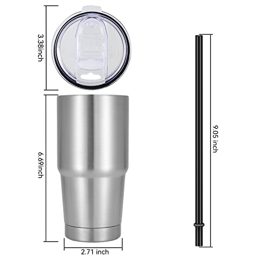Stainless Steel Tumbler with Lid & Straw for Cold & Hot Drinks