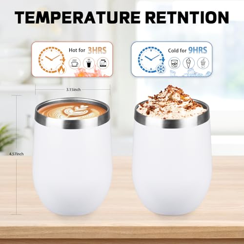 StarSpeed White Insulated 12oz Travel Mugs - 6-Pack Wine Tumblers