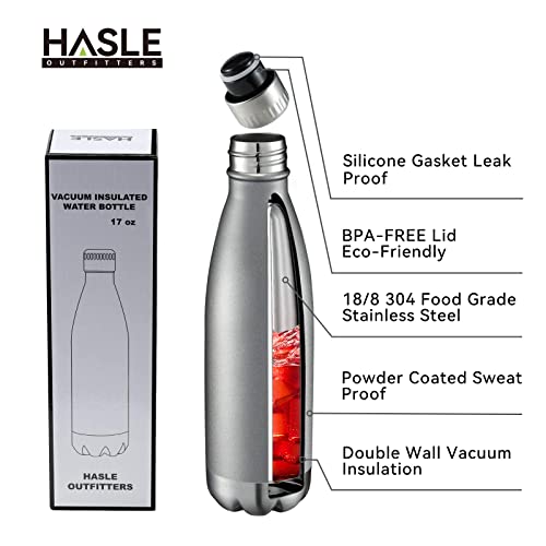 HASLE OUTFITTERS 17oz Vacuum Insulated Gray Water Bottle, 1 Pack