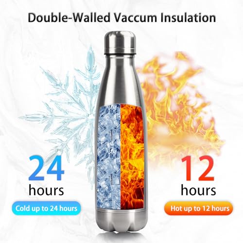 Stainless Steel Insulated Kids Water Bottles, 2-Pack 17oz, Straw Lid, BPA-Free